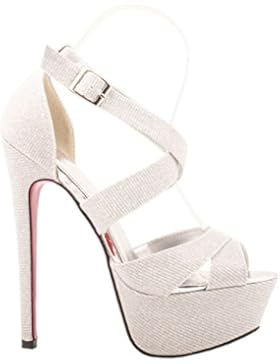 Elara Plateau Pumps | Party Stiletto High Heels | T-Strap Riemchen Glitzer | chunkyrayan