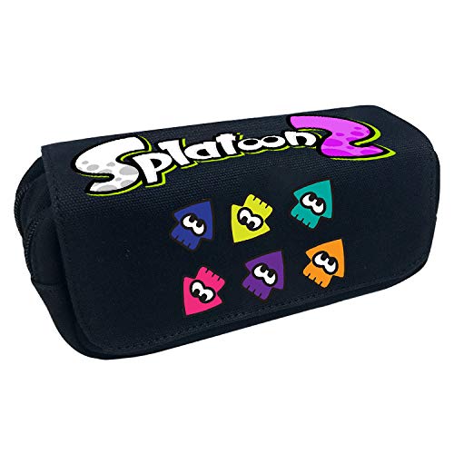 Preisvergleich Produktbild Splatoon Federmäppchen Klappe Doppel Reißverschluss Canvas Federmäppchen große Kapazität Bleistift Tasche (Color : Black17, Size : 20 X 10 X 7.5cm)