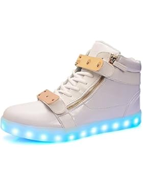 Aidonger Kinder LED Leuchtend Schuhe Unisex 7 Farbe Farbwechsel Sneaker USB Aufladen High-Top Schuhe