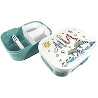 Brotdose mit Namen, Delfin, incl. Trennung und Gabel, Rosirosinchen, Mepal