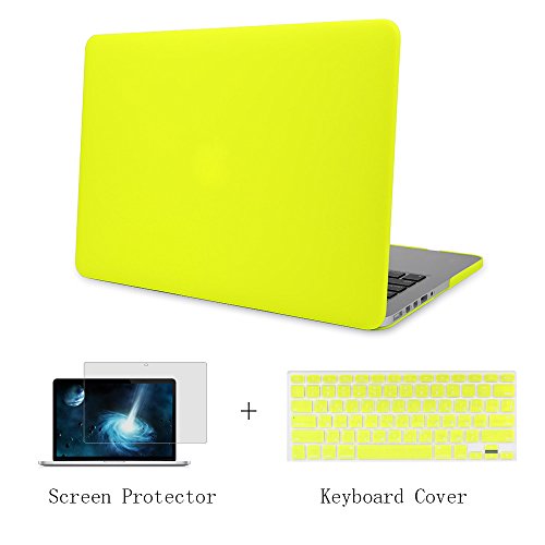 Batianda - 3 in 1 MacBook Pro 15 Gehäuse (keine Retina) Matte Ultra dünne Hard Case Cover & Tastaturabdeckung und Display Schutz für MacBook Pro 15,4 Zoll Non Retina [Modelle: A1286] - Neon Gelb