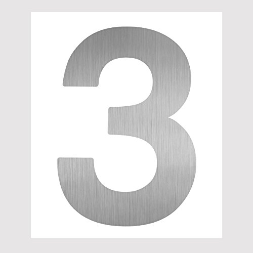 Thorwa® Design Hausnummer “Helvetica” aus Folie zum Kleben Aufkleben – Edelstahl gebürstet | H: 100mm | Aufkleber | moderne selbstklebende Hausnummer | für innen und außen geeignet (3)