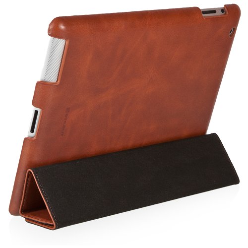 StilGut Couverture Case Tasche aus feinstem Leder für Apple iPad (3. und 4. Generation) unterstützt Smart-Cover Funktion, Cognac - 4