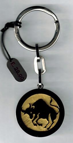 PORTACHIEVI-ZODIAC SIGN TAURUS-STEEL SATIN FINISH GOLD MY WORKED LASER-IN-BOX-MADE IN ITALY