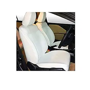 autokaar Denim Fabric Car Seat Cover for Skoda Rapid (White)
