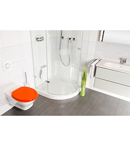 WC Sitz mit Absenkautomatik, viele einfarbige WC Sitze zur Auswahl, hochwertige und stabile Qualität aus Holz (Orange) - 8