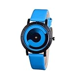 Coolster Unisex Frauen Paar Watch Creative Wave Lovers 'Lederband Uhren (blau)