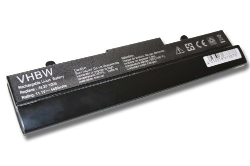 vhbw Li-Ion Akku 4400mAh (10.8V) schwarz für Notebook Laptop Asus Eee PC 1005P, 1005HA, 1001P, R101, R101D, R101PX, R101X, R105, 1001PQD, 1001PX.