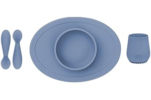 ezpz Tiny Lebensmittel-Set, Indigo, 4 Monate (Tiny Bowl, Becher, Löffel)