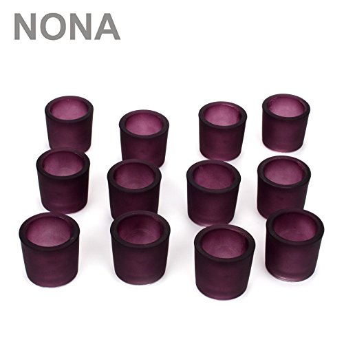 12er Set NONA 6 cm Teelichtglas Glas Farbe Lila Kerzenglas Windlicht Kerzengläser