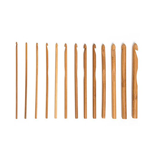 12Pcs 12 Größen Bambus Häkelhaken Stricknadeln Stricken Handwerk Set - 5