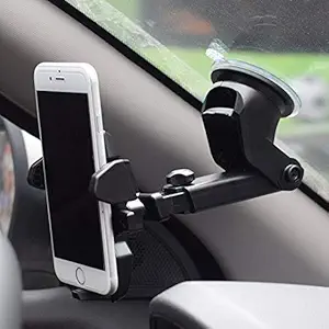 CQLEK Superb Car Mobile Phone Holder Long Neck One Touch Mount Holder 360 Touch Frame for Dashboard/Windshield (with Silicon Base)