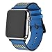 Produktbild WAOTIER für Apple Watch 38mm Armband 40mm Armband Leder Armband Retro Armband für Apple Watch Series 4/3/2/1 mit Edelstahl Verschluss Armband für iWatch 38mm 40mm für Männer Frauen (Blau)