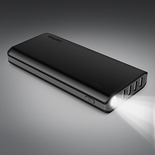 EasyAcc 20000mAh Caricabatterie Portatile 4-Port Batteria Esterna Torcia Elettrica per iPhone iPad Samsung Smartphone Tablets - Nero e Grigio