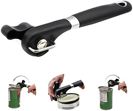 Manual Can Opener, Professional Hand Tin Opener, Ergonomic Smooth Edge Side Cut, Soft Grips Handle