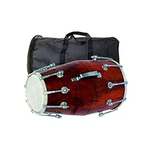 NSR TRADERS Wooden Indian Musical Professional Dholak With Carry Bag Instrument Drum Nuts & Bolt 055