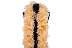 POHOTOBOOTH PROPS LTD Deluxe Mellow Peach Feather Boa – 100g, 180cm Long | Fancy Dress Accessory for Hen Parties, Gatsby Outfits, Halloween, Themed Events, Cosplay & Photo Booth Props