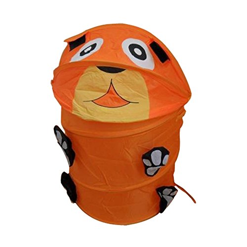 Tenflyer Cute Cartoon Style Laundry Toy Bin Storage Foldable Basket Kids Hamper (Orange)