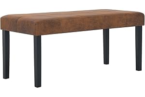 vidaXL Banco Piel Ante Artificial Marrón 106 cm Marrón Asiento Taburete Silla Banquillo Banquito Sillón Mueble Mobiliario Hogar Salón Comedor Cocina