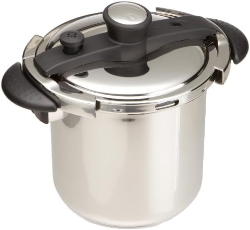 Prime Pacific 8-Quart Pressure Cooker 8-Quart Capacity Silver/Black