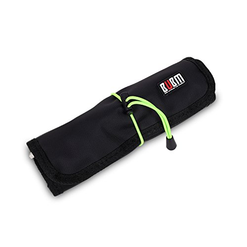 Wrap Universaltasche Tasche für Zubehör wie Kabel und Stift Organisator (Groß, Schwarz) - 5