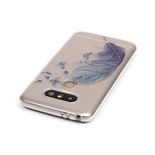 KSHOP Case Cover TPU Silikon Hülle für LG G5 Taschen Schale Schutzhülle Etui dünn kratzfeste stoßdämpfende – Grau Feder - 4