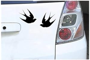 UUSTICKER 100x100mm 2x autocollant sticker voiture moto muraux hirondelle oiseau silhouette Noir