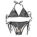 Produktbild Osmykqe Womens Sexy Bikini Sets Bathing Swimsuits Tie Back Black Panther Flower Print