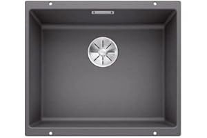 BLANCO SUBLINE 500-U – Évier de Cuisine en Granit pour Meubles Bas de 60 cm de Large – Sous Plan – SILGRANIT – Gris – 523433