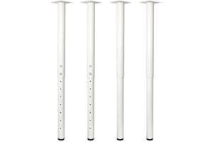 Jahof Adjustable Table Legs 55-90cm, Metal Desk Legs Ø50/45mm with Screws, Telescopic Furniture Legs for Tabletop, DIY Desk, RV, Home, Office, Set of 4 (White)