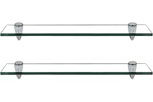 Randaco Lot de 2 étagères en Verre avec Support Mural, étagère Murale en Verre de sécurité ESG de 8 mm et Support, idéale comme étagère de Douche (20 x 10 x 0,8 cm)