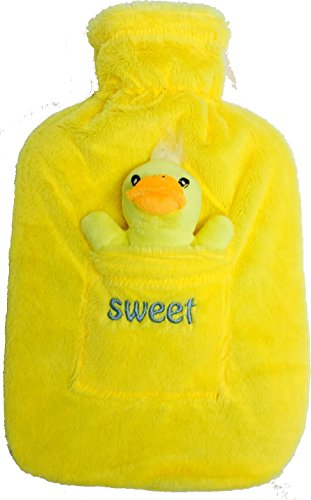 Hot Water Bottle with Soft Fleece Cover (Yellow Duck)