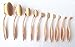 Goldrose 10 pcs Soft Oval Toothbrush Mermaid Multipurpose Makeup Brush Set Foundation Brushes Cream Contour Blush Powder Concealer Brush Cosmetics Tool (Gold)
