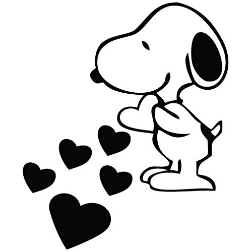 Snoopy Love Herzen – Cartoon Aufkleber Vinyl Abnehmbare Deko Sticker für Wand, Auto, iPad, MacBook, Laptop, Fahrrad, Helm, kleine Geräte, Musik Instrumente, Motorrad, Koffer