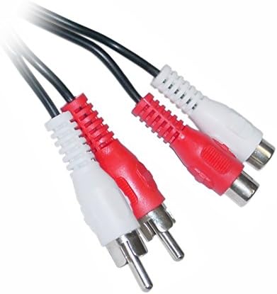 2 RCA Male to RCA Female Audio Extension Cable 12 Feet (Red & White), CNE63133