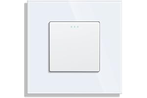 JIMEIDA Przełącznik światła uchylnego, 1-drożny, szklany włącznik światła, biały, podtynkowy, przełącznik ścienny, przełącznik ścienny, przełącznik dźwigienkowy, 10 A, 250 V