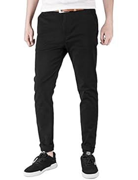ITALY MORN Herren Chino Hose Slim fit Twill Baumwolle Herrenhose Chinohose Pants Schwarz