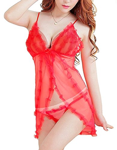 Caratcube Red Hot Sexy Honeymoon Lingerie 2 Piece Babydoll Nightwear Sleepwear Dress with G-String Thong For Women/Ladies and Girls (CTC - BD - 2) RS.299 (72.00% Off) - Amazon