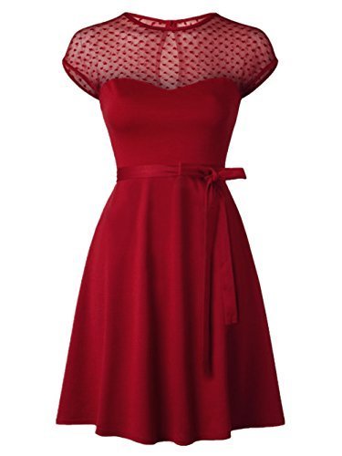 Blooming Jelly Mujeres Panel de Malla Retro estilo 50s Swing Dress