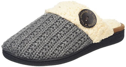 Dearfoams Women’s Knit Closed Toe Scuff with Memory Foam Open Back Slippers, Grey (Dark Heather Grey 00073), 3-4 Uk (36-37 EU)