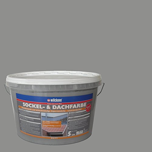 Wilckens 5 L. Sockel- & Dachfarbe, Steingrau Matt, hochdeckende, wetterbeständige Dispersionsfarbe, wasserverdünnbar