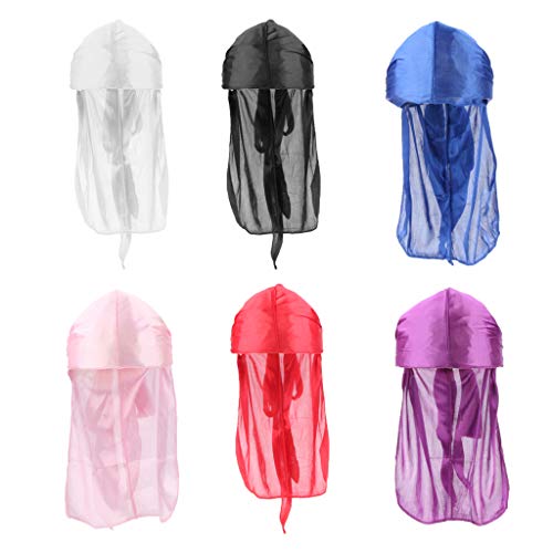 perfeclan 6pcs Durag Coiffe Vague Casquette de Cheveux Capuchon Mutil-Functional Wave Couvre-Chef De Femmes Bonnet De Chimio