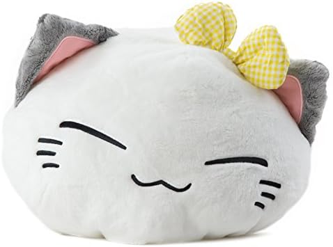 GlamXtensions Plush Soft Toy in Yellow Nemu Neko Cat with Sushi and Soft Toy Small Plush Cat Toy Manga Anime Merchandise XXL Snuggle Bed for any Anime Fan or for any child large and small gift