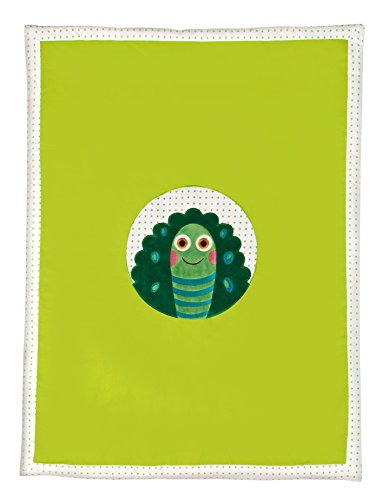 Little Helper Oops 100% Cotton Lightweight Cot Bed Duvet and Padded Play Mat in Cute Appliqué Turtle Design (Soft Lime Green)