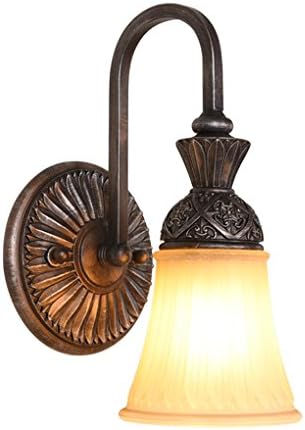 HJHY® Iron wall lamp, American style Iron Mirror front wall lamp bathroom Comb table Entrance Aisle lights bedroom Bedside lamp European style Retro lights E27 Easy to clean ( Color : Single )