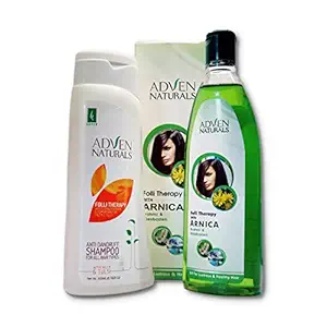 ADVEN NATURALS Anti-Dandruff Shampoo with Neem and Tulsi (200ML) || ADVEN NATURALS Hair Oil Folli Therapy with Arnica Brahmi and Wiesbaden - 200ML || Healthy Hair Kit By Homeolav?