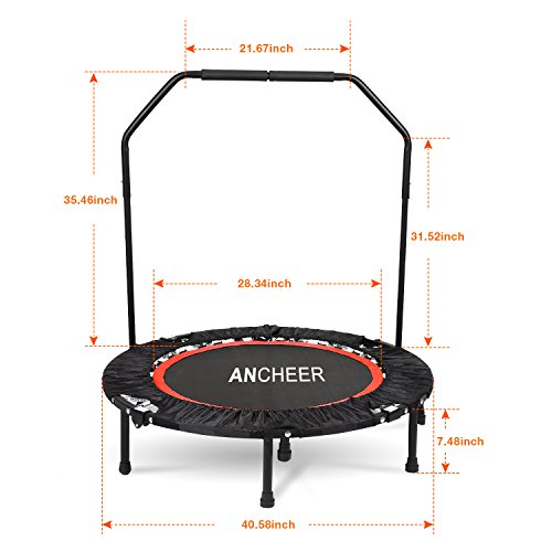 Ancheer Trampolin, Indoor Trampolin mit Haltegriff, Ideal für Fitness Heimtraining - 5