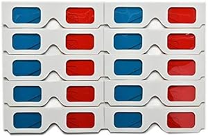ANIGOOD 10 x 3D Glasses Red/Blue Cyan Paper Card 3D Anaglyph Glasses