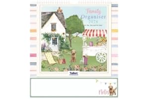 KAM LABELZ 2026 Family Organiser Month to View Calendar For “Me, You and the Kids”| with Notepad| Spiral Bound Wall Hanging| 3 Columns for organising Family| Christmas New Year Gift (Garden)
