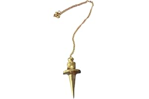 PANDIUI23 Pendule métallique, pendule divination égyptienne TROUVIER, pendule de radiesthésie avec témoin, pendule ésotérique, magnétiseur, zahori, clairvoyance, ésotérisme (doré)